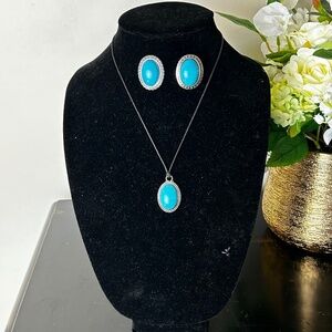 Southwestern Bohemian Turquoise Necklace and Earrings